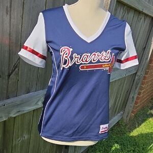 Womens Braves V Neck T Shirt Size Med